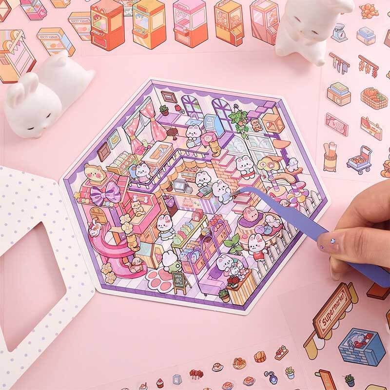 Paws & Palates DIY 3D Scene Stickers 4 Cute Miniature Scenes(S)