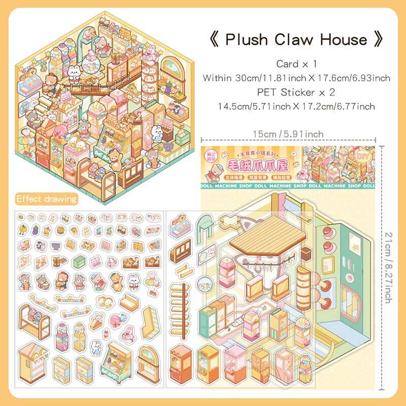 Paws & Palates DIY 3D Scene Stickers 4 Cute Miniature Scenes(S)
