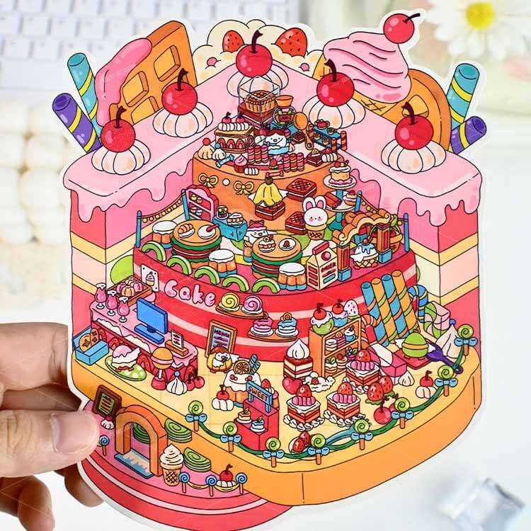 Peach Planet Club DIY 3D Scene Stickers 4 Cute Miniature Scenes(S)