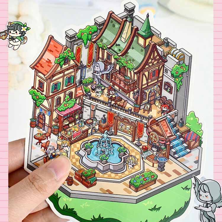 Peach Planet Club DIY 3D Scene Stickers 4 Cute Miniature Scenes(S)