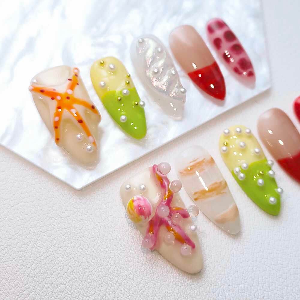 Beauty Art Garden Press On Nails Pearl Lagoon 129