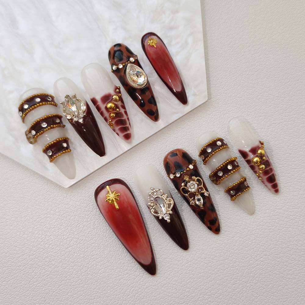 Beauty Art Garden Press On Nails Pearlescent Tortoiseshell 53