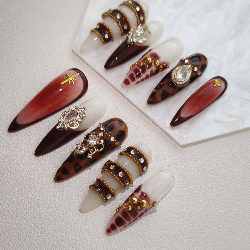 Beauty Art Garden Press On Nails Pearlescent Tortoiseshell 53