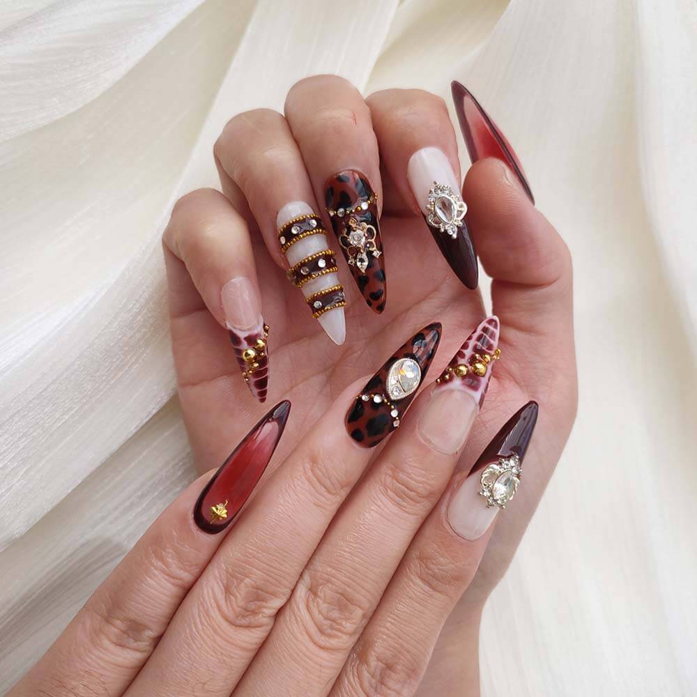 Beauty Art Garden Press On Nails Pearlescent Tortoiseshell 53