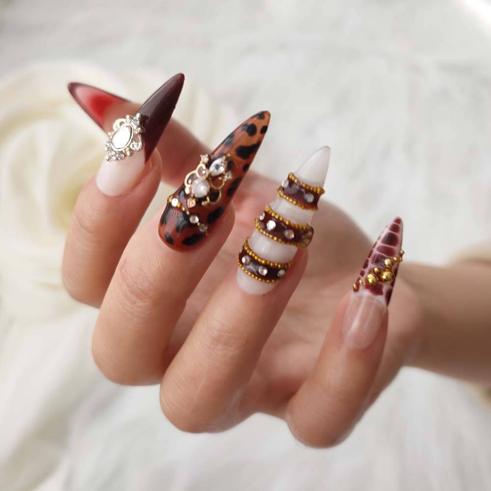 Beauty Art Garden Press On Nails Pearlescent Tortoiseshell 53