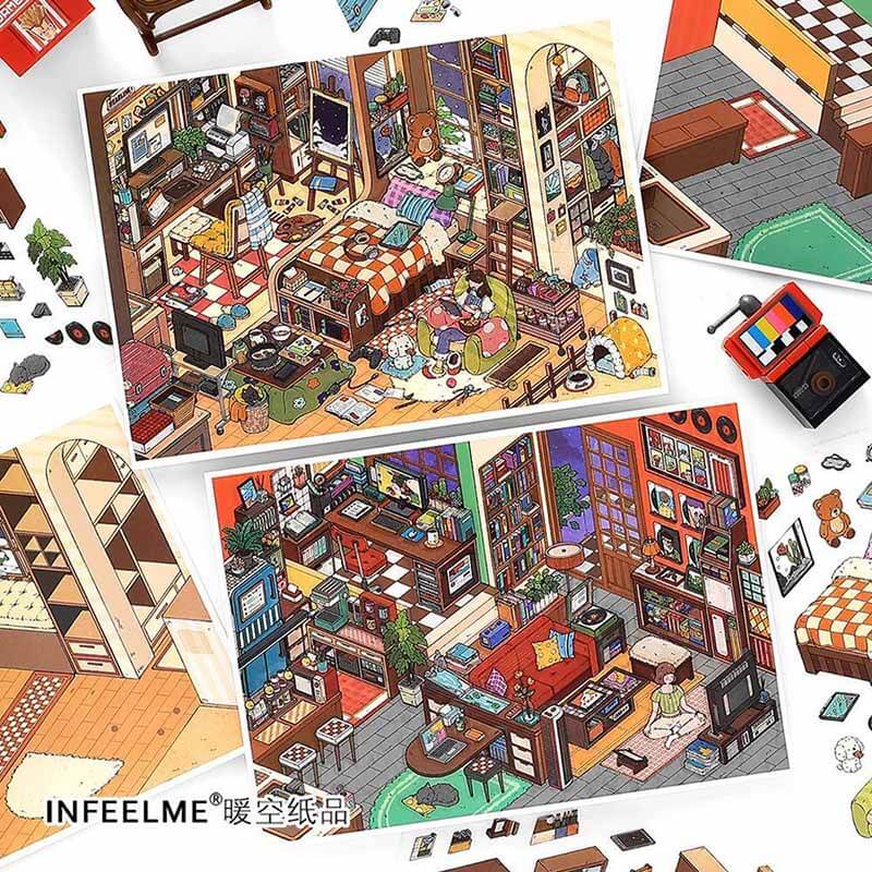 Personality Home DIY 3D Scene Stickers 2 Cute Miniature Scenes(S)