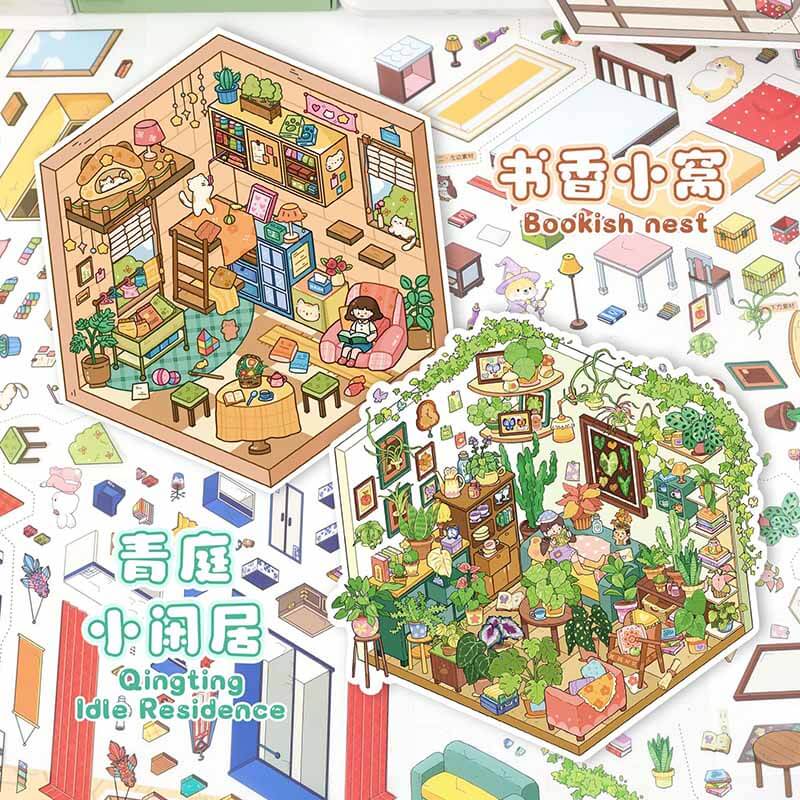 Pet Cozy Home DIY 3D Scene Stickers 4 Cute Scenes(S)