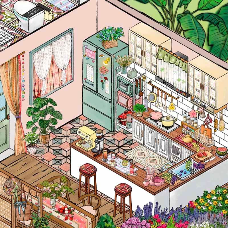 Phoenix Haven DIY 3D Scenes Sticker Cute Miniature Scenes(L)