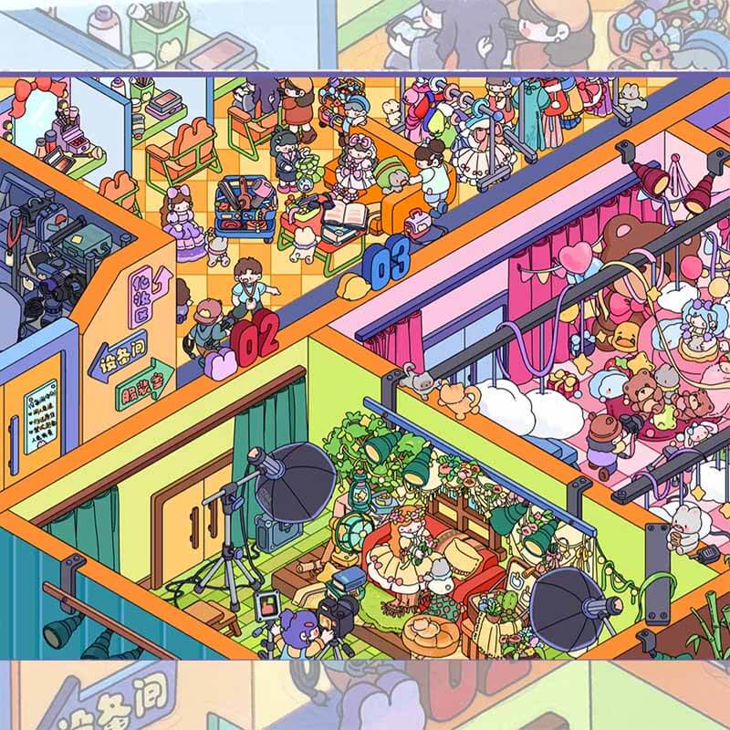 Photography Studio DIY 3D Scene Stickers 2 Cute Miniature Scenes(M)