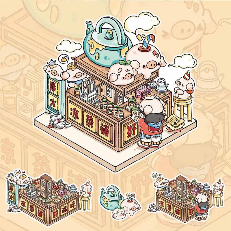 Piggy’s Shop DIY 3D Scene Stickers Cute Miniature Scenes(L)