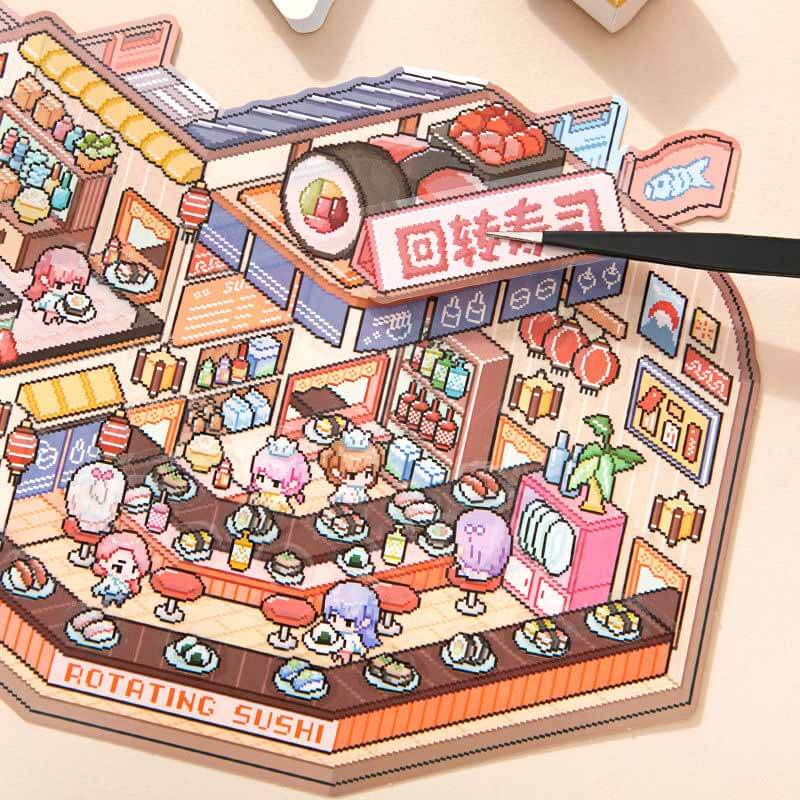 Pixel Style DIY 3D Scene Sticker 2 Cute Miniature Scenes