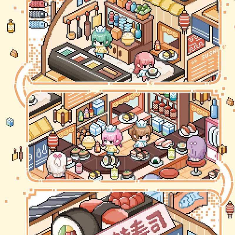 Pixel Style DIY 3D Scene Sticker 2 Cute Miniature Scenes