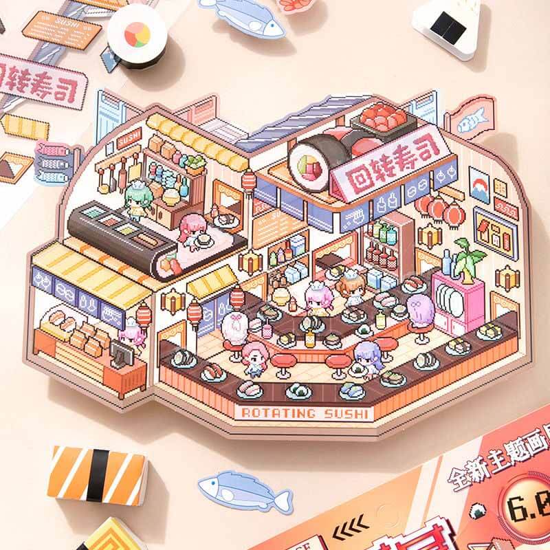Pixel Style DIY 3D Scene Sticker 2 Cute Miniature Scenes