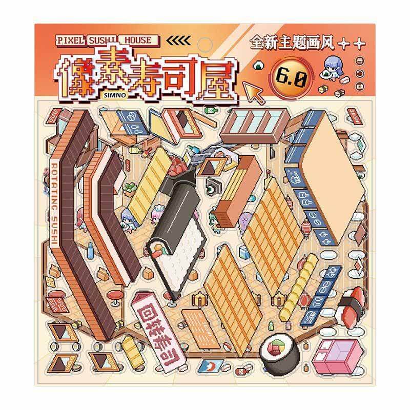 Pixel Style DIY 3D Scene Sticker 2 Cute Miniature Scenes
