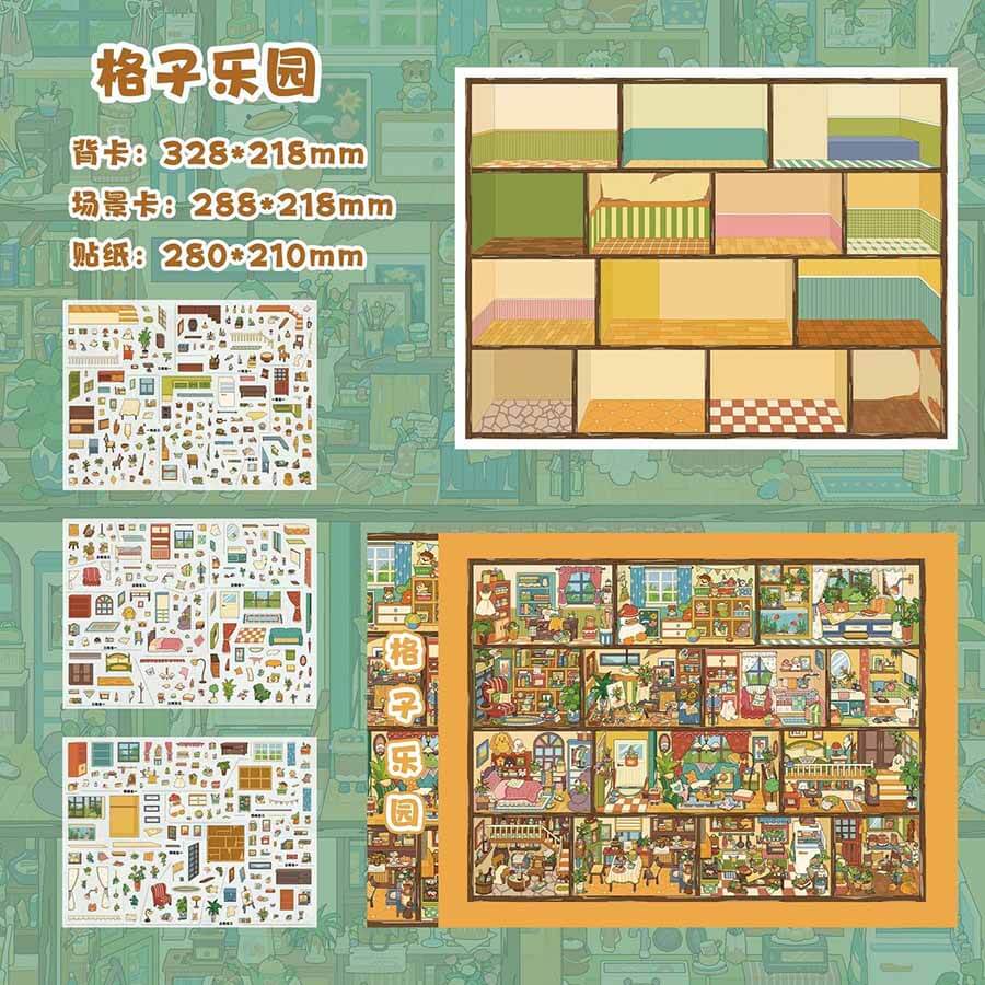 Plaid Paradise DIY 3D Scene Sticker Cute Miniature Scenes(XL)