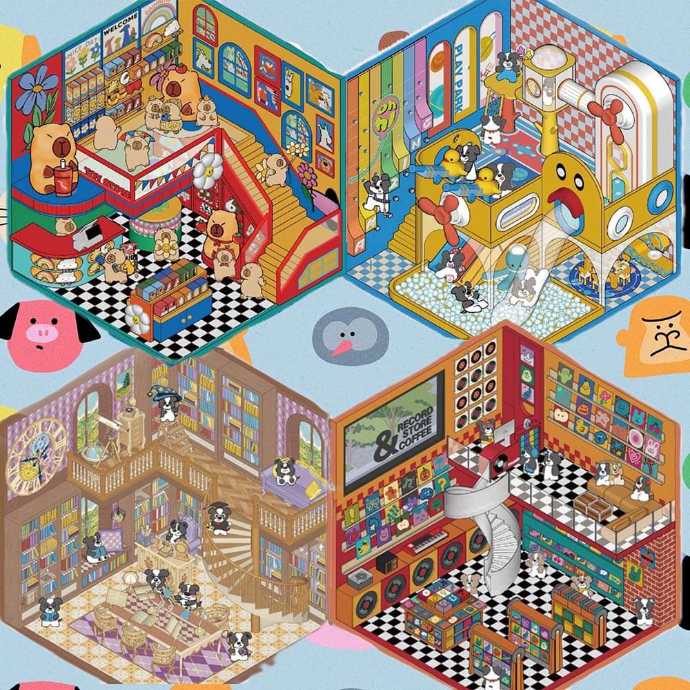 Autocollants de scène 3D DIY Play Space : 4 scènes miniatures mignonnes