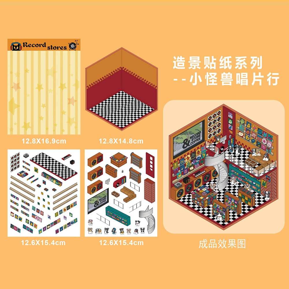 Autocollants de scène 3D DIY Play Space : 4 scènes miniatures mignonnes