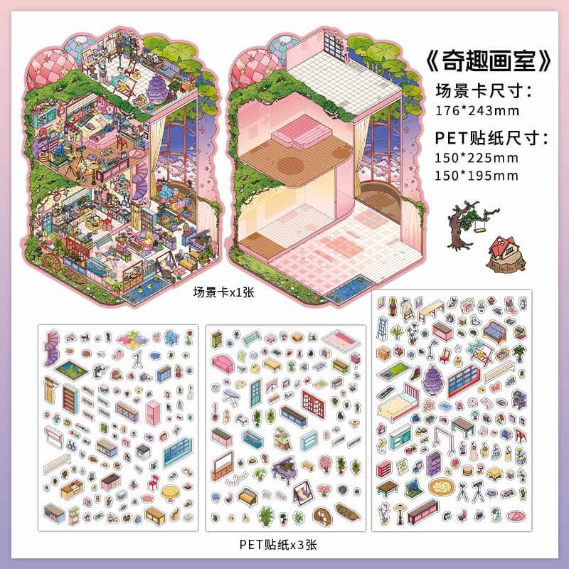 Playful Atelier DIY 3D Scene Stickers 2 Cute Miniature Scenes(L)