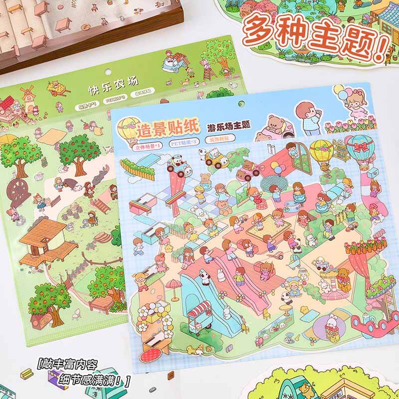 Playful Days DIY 3D Scene Stickers 4 Cute Miniature Scenes(L)