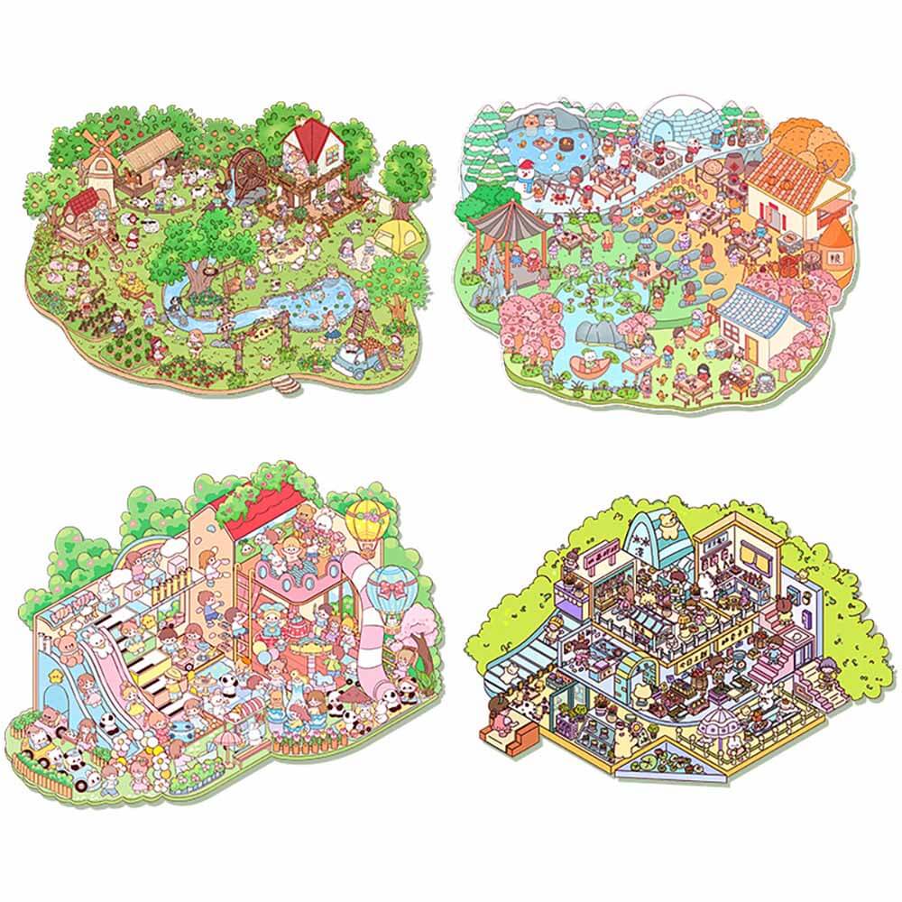 Playful Days DIY 3D Scene Stickers 4 Cute Miniature Scenes(L)