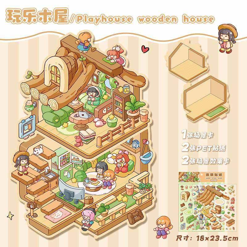 Playful Delights DIY 3D Scene Stickers 3 Cute Miniature Scenes