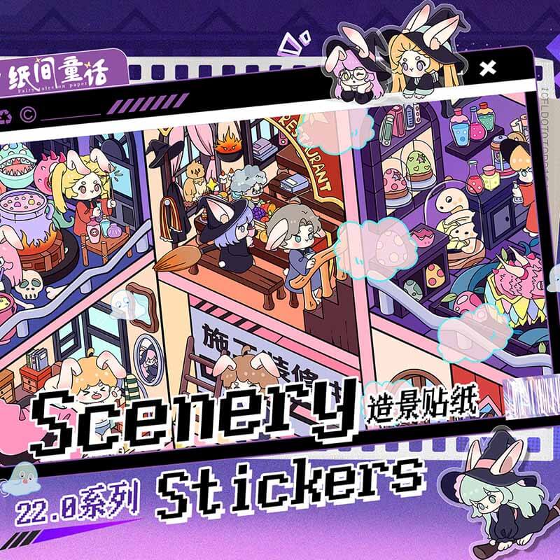 Playful Style DIY 3D Scene Stickers 2 Cute Miniature Scenes(L)