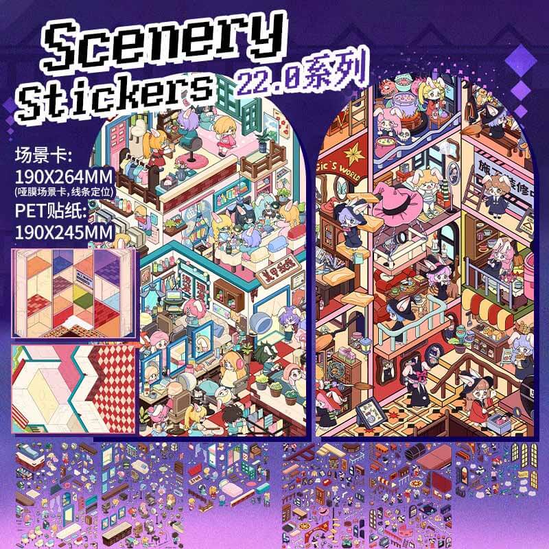 Playful Style DIY 3D Scene Stickers 2 Cute Miniature Scenes(L)