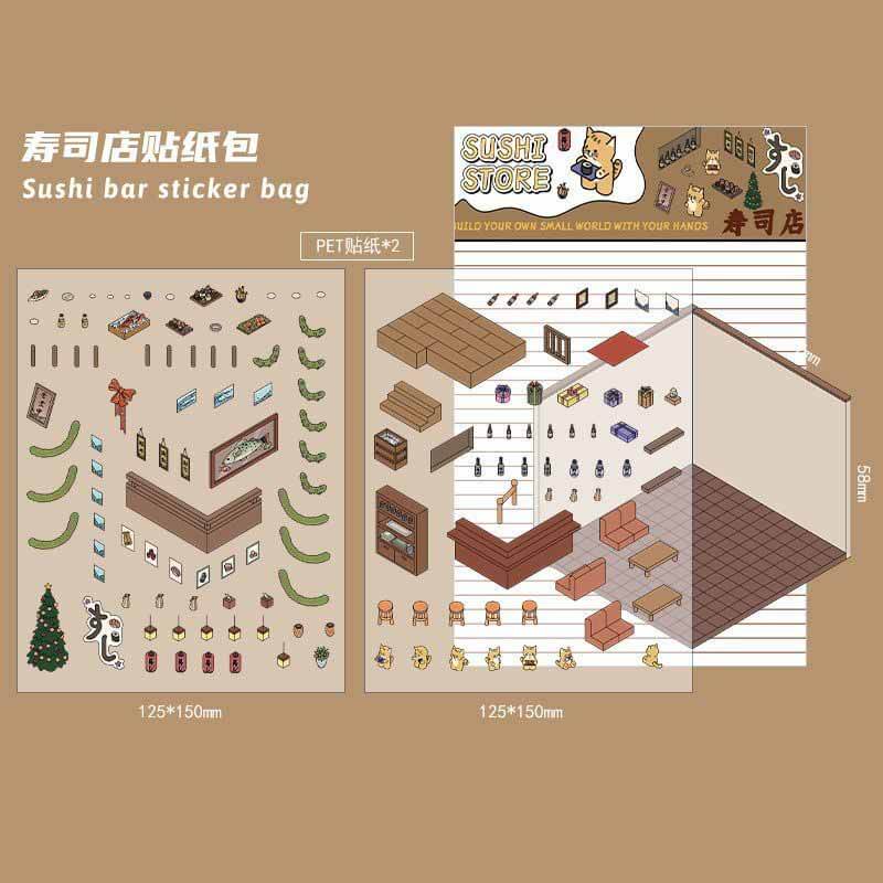 Pocket Lifestyle Town DIY 3D Scene Stickers 4 Cute Scenes(S)