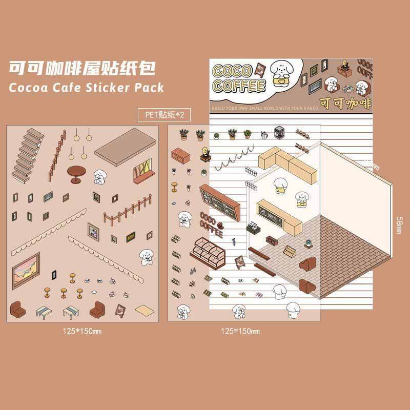 Pocket Lifestyle Town DIY 3D Scene Stickers 4 Cute Scenes(S)