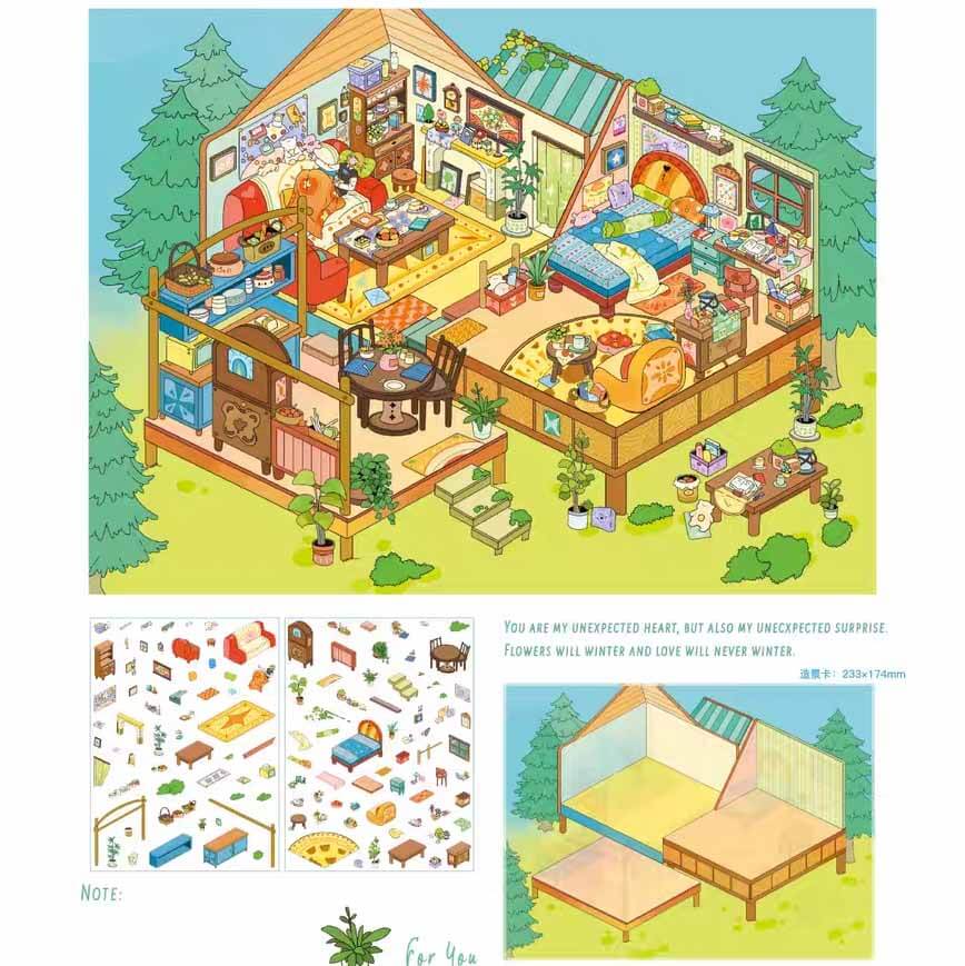 Poetic Dreams DIY 3D Scene Stickers 4 Cute Miniature Scenes(L)
