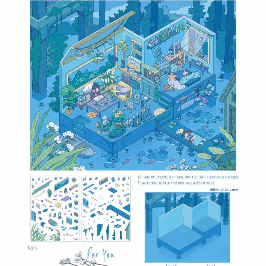 Poetic Dreams DIY 3D Scene Stickers 4 Cute Miniature Scenes(L)