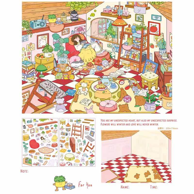Poetic Dreams DIY 3D Scene Stickers 4 Cute Miniature Scenes(L)