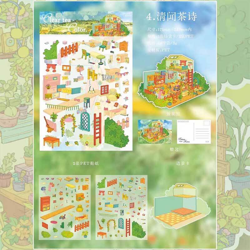 Poetic Earth DIY 3D Scene Stickers 4 Cute Miniature Scenes(M)