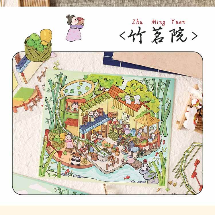 Poetic Retreats DIY 3D Sticker Collection 4 Cute Miniature Scenes(L)