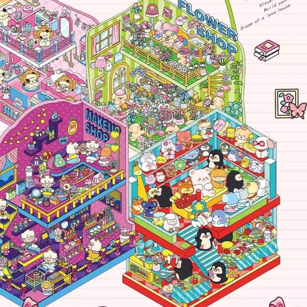 Pretty Girls DIY 3D Scene Stickers 4 Cute Miniature Scenes(S)