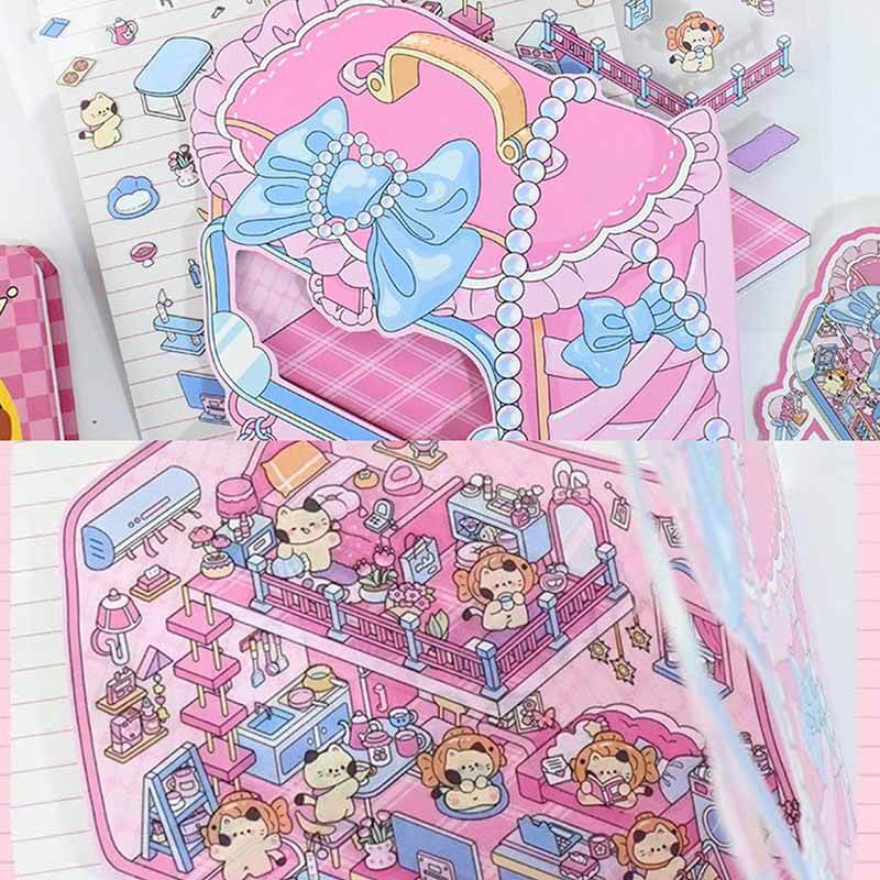 Pretty Girls DIY 3D Scene Stickers 4 Cute Miniature Scenes