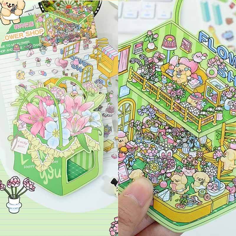 Pretty Girls DIY 3D Scene Stickers 4 Cute Miniature Scenes