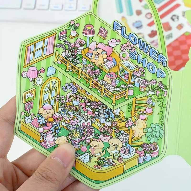 Pretty Girls DIY 3D Scene Stickers 4 Cute Miniature Scenes