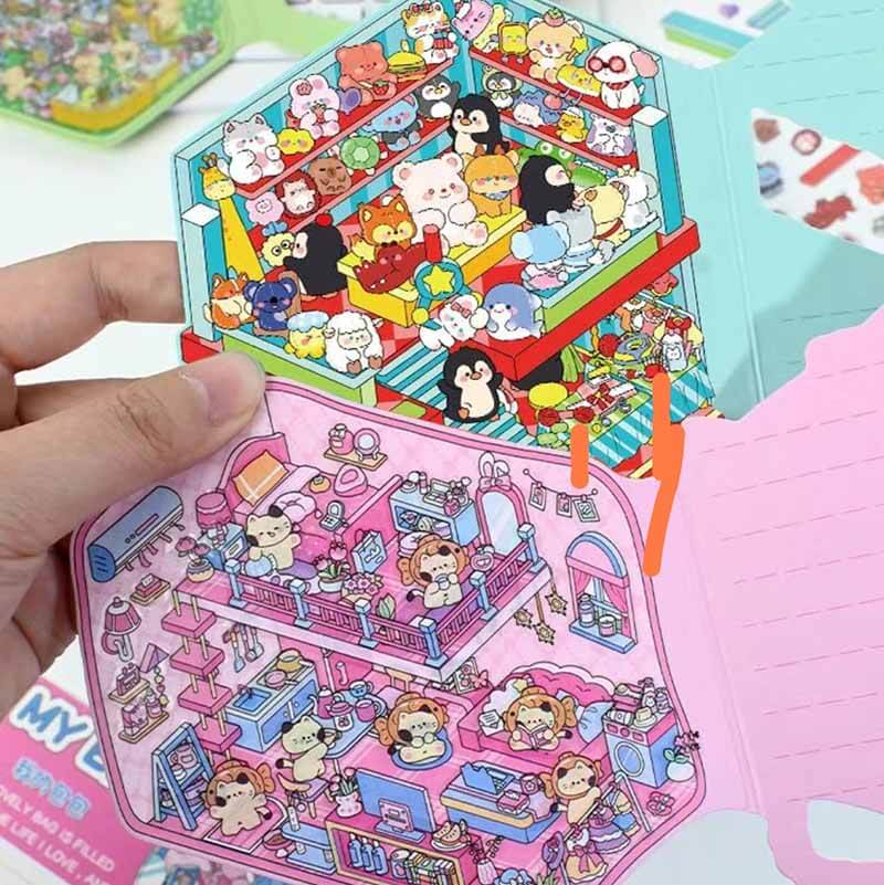 Pretty Girls DIY 3D Scene Stickers 4 Cute Miniature Scenes