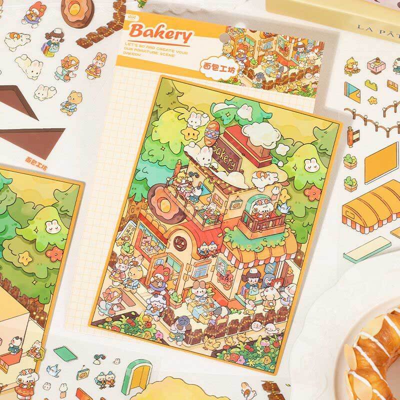 Proofing & Palm Trees DIY 3D Scene Stickers 2 Cute Miniature Scenes(L)