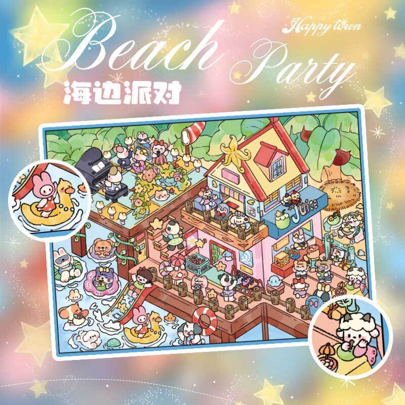 Proofing & Palm Trees DIY 3D Scene Stickers 2 Cute Miniature Scenes(L)