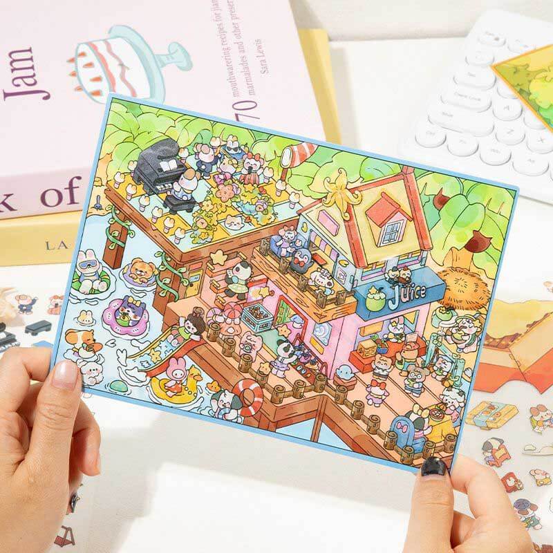 Proofing & Palm Trees DIY 3D Scene Stickers 2 Cute Miniature Scenes(L)