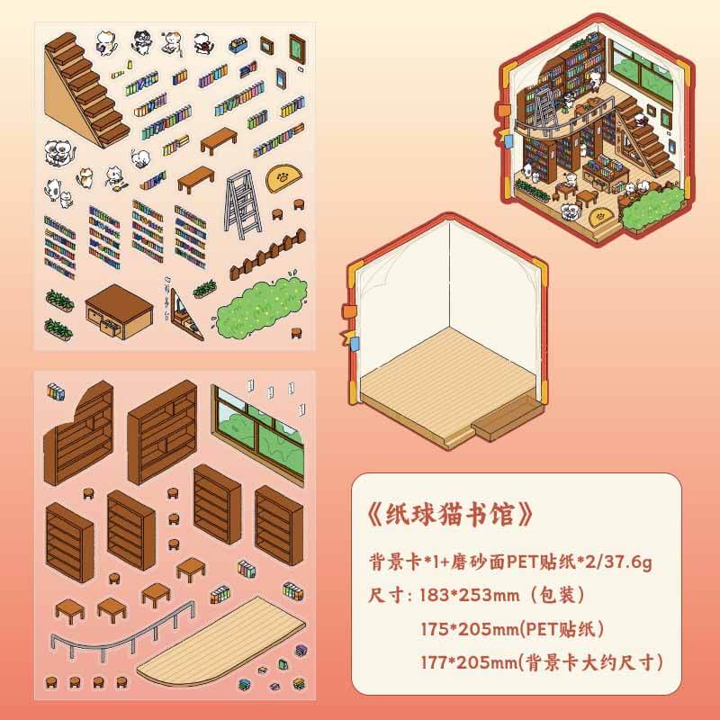Purr & Paws DIY 3D Scene Stickers 4 Cute Miniature Scenes(L)