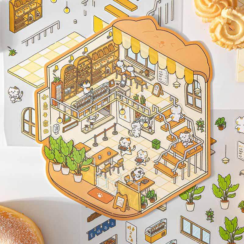 Purr & Paws DIY 3D Scene Stickers 4 Cute Miniature Scenes(L)