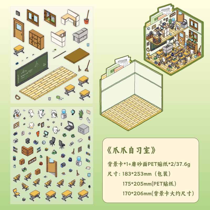 Purr & Paws DIY 3D Scene Stickers 4 Cute Miniature Scenes(L)