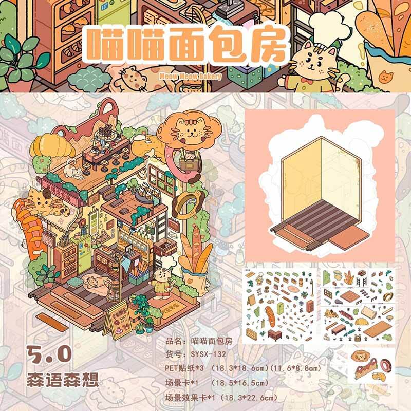 Purrfect Days DIY 3D Scene Stickers 3 Cute Miniature Scenes