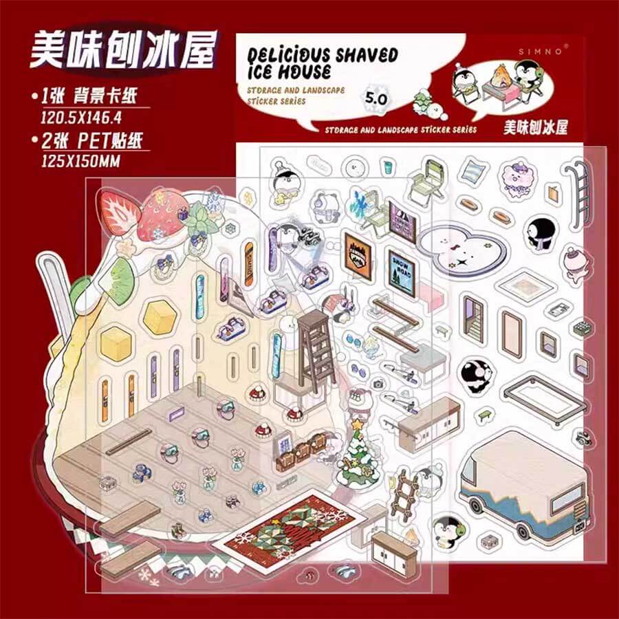 Autocollants 3D DIY Boule de Cristal - 4 Scènes Miniatures Adorables