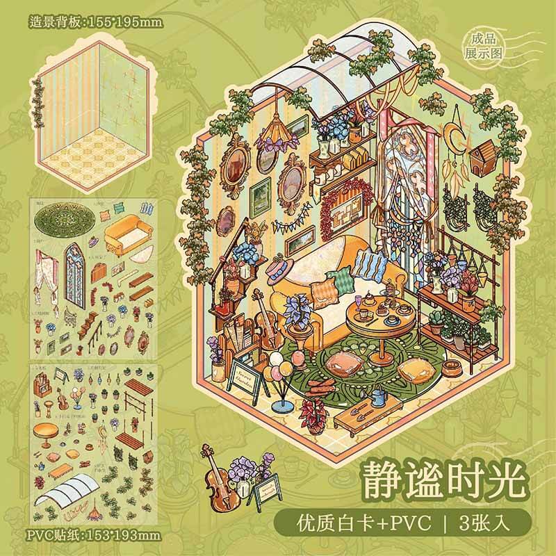 Quiet Afternoon DIY 3D Sticker 2 Cute Miniature Scenes(L)
