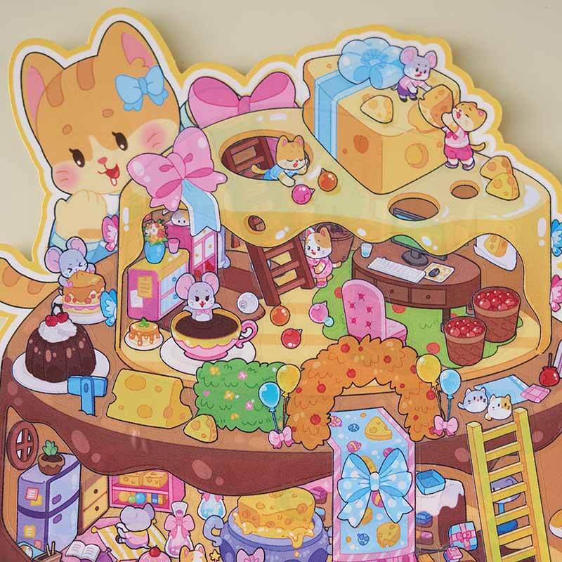 Quirky Friends DIY 3D Scene Stickers 2 Cute Miniature Scenes(L)