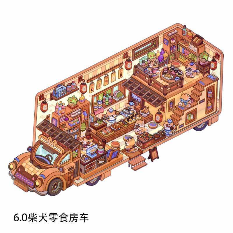 RV Living DIY 3D Scene Stickers 4 Cute Miniature Scenes(S)